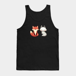 Cute little red fox and white fox Tank Top
